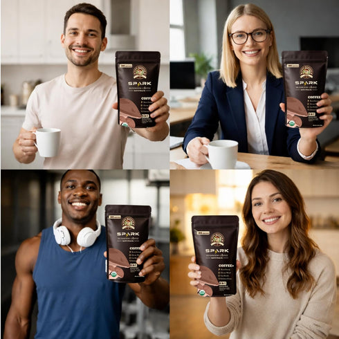 Spark Mushroom Coffee 35 210g/7.4oz 6 Immunity Spark Instant Organic Mushroom Coffee USDA - Servings & - Adaptogenic