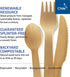 300 Utensil Mix, 6.5" Wooden Cutlery - 120 Forks, 120 Spoons, 60 Knives, Disposable & Compostable, Eco-Friendly,