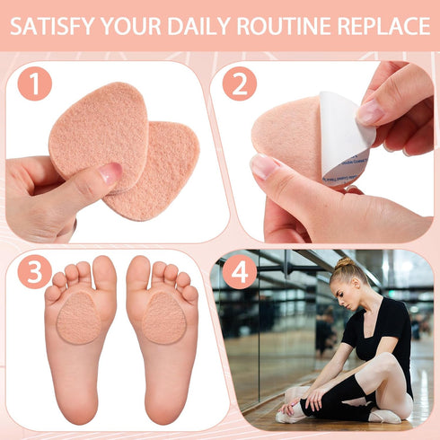 Jiuguva 60 Pack Metatarsal Foot Pads - 0.25 Inch Thick Adhesive Cushions for Forefoot Support Pain Relief