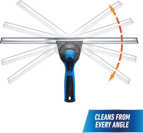 Unger Professional 18” Swivel Window & Glass Cleaning Squeegee with EZ Change for Streak Free Results on Large Windows.