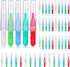 50 Pieces Braces Brush for Cleaner Interdental Brush Toothpick Dental Hygiene Flosser Tool (Red, White, Green, Light