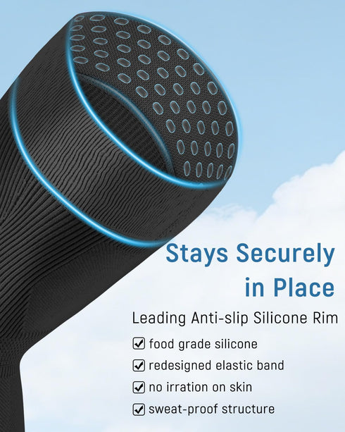 Leg Compression Sleeve - Full Length Knee Sleeve Covers Thigh, Knee and Calf, Stays in Place for Sports, Soft
