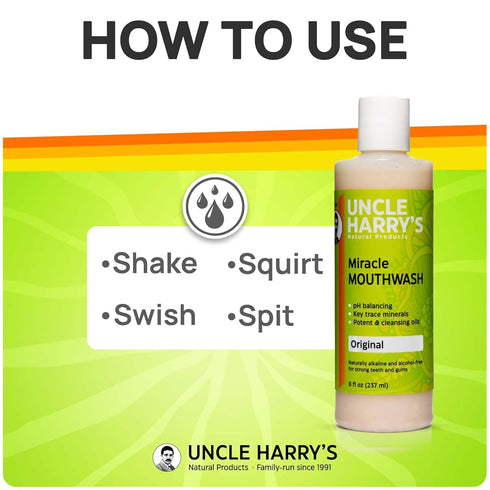 Uncle Harry's Natural Miracle Mouthwash for Bad Breath | pH Balanced Oral Care (8 fl oz)
