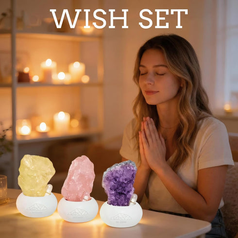 Set Interactive Citrine Wish Capsule - Aesthetic Crystal Desk Decor, Career Success & Motivation Gift, Wealth Energy