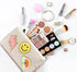 LieToi Preppy Patch Small Cosmetic Toiletry Bag, Waterproof PU Leather Travel Organizer Pouch for Women Girls