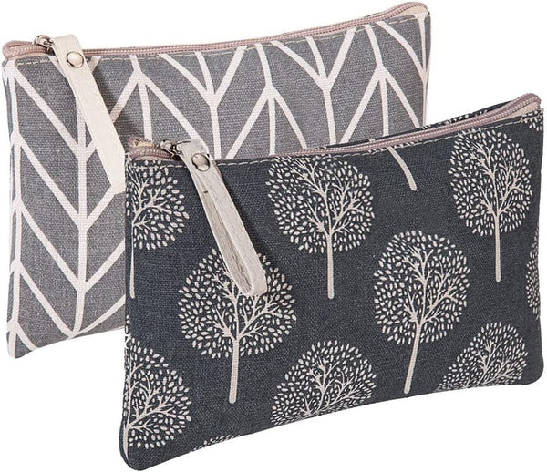 SUMAJU 2 Pcs Multi-Function Canvas Cosmetic Bag, Cute Makeup Pouch for Travel Toiletries