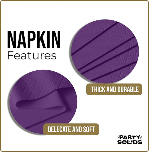 Party Solids 8" 4" 40 2 Purple Dinner Napkins Disposable x Folded - Pcs Ply Purple Napkins Disposable Paper Guest