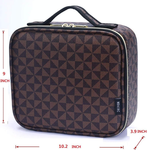 Travel Makeup Train Case, Portable Organizer with Adjustable Dividers for Cosmetics, Makeup Brushes, Toiletry
