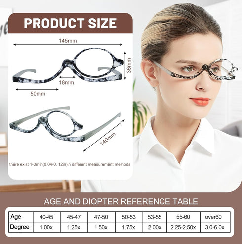 OCCI CHIARI Reading Glasses, Eye Make Up Rotatable Cosmetic Eyeglasses for Women