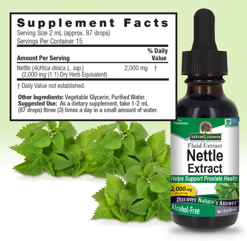 Nettle Leaf Extract, Nature's Answer, 1oz, Prostate Support, Non-GMO, Gluten-Free