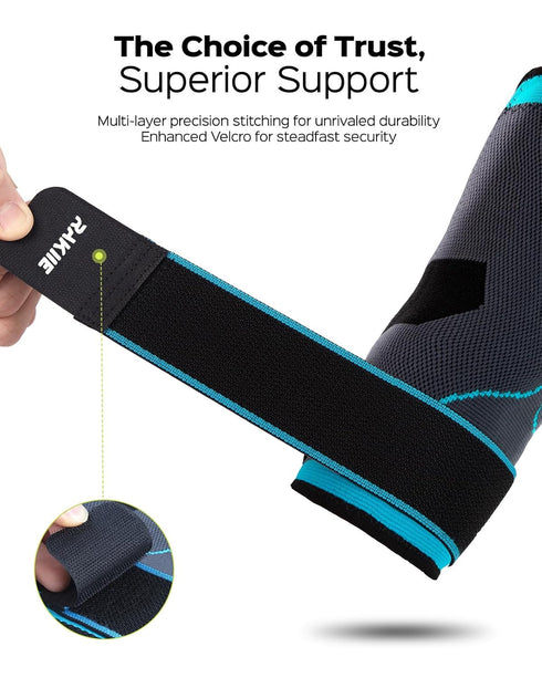 Elbow Compression Sleeve 2 Pack, Pain Relief Brace for Tendonitis and Tennis Elbow, Blue (M), for Men & Women