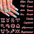 JERCLITY 24 Pieces Pink Alloy Zodiac Nail Charms, 12pcs Zodiac Signs Nail Studs, 12pcs Constellation Words Nail Charms