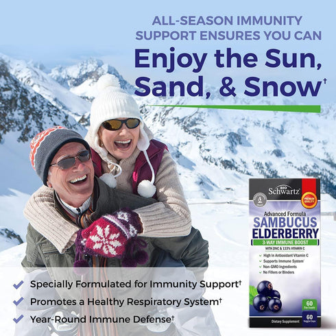 Immune Immune 60 Count Elderberry Capsules with Zinc and Vitamin C for Adults - Support Vitamins for Women and Men