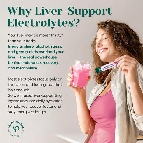 Packets Packets 7 5 16 Venture Pal Hydration + Liver Support- Liquid Daily IV Electrolyte Powder with Electrolytes