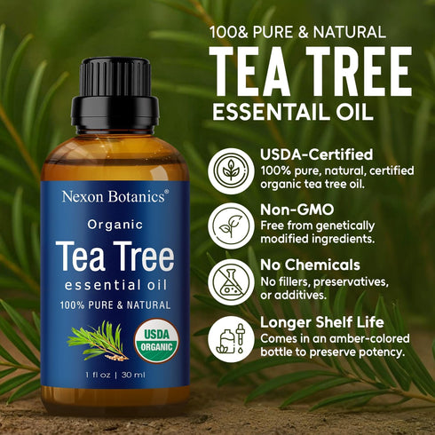 Organic Tea Tree Oil 30 ml, Pure Natural Oils for Aromatherapy, DIY, Candle and Soap Making