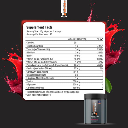 Proven4 Pre Workout Powder for Men and Women with Creatine and Beta Alanine - Watermelon, 30 Servings