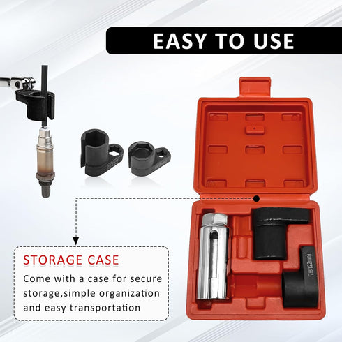 Vrasly 3pcs O2 Set, Offset O2 7/8" (22mm) 3/8" 1/2" Oxygen Sensor Socket, Automotive Oxygen Sensor Socket Sensor Switch