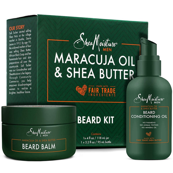 SheaMoisture Beard Oil & Beard Balm - Beard Kit for Men w/Maracuja & Fair Trade Organic Shea Butter