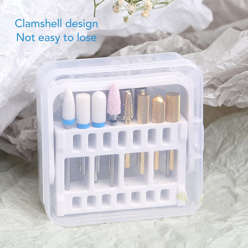 Nail Drill Bit Case, 4Pcs Nail Drill Bit Holders, Dustproof Organizer Box for Nail Drill Tips