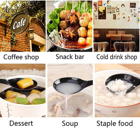 150 Pack Large Disposable Plastic Spoons, Heavy Weight Individual Wrapped Teaspoons for Soup Dessert Ice Cream (Black,