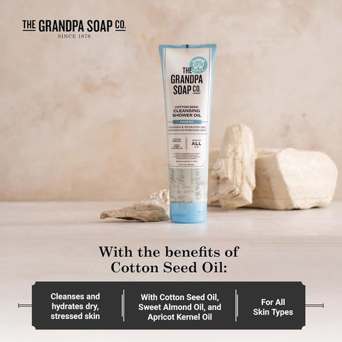The Grandpa Soap Company Cottonseed Oil Body Wash with Organic Sweet Almond Oils | Vegan & Cruelty Free | 9.5 Fl. Oz.