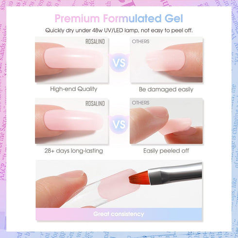 ROSALIND 2 PCS Soft Pink&White Poly Extension Gel for Nails, 30ml White & Light Pink Poly Builder Acrylic Nail Colors