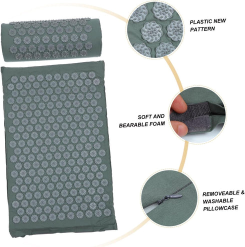 Set VALICLUD Acupressure Massage Mat Shiatsu Massage Pillow Non-Slip Surface Washable Acupuncture Therapy Cushion Neck