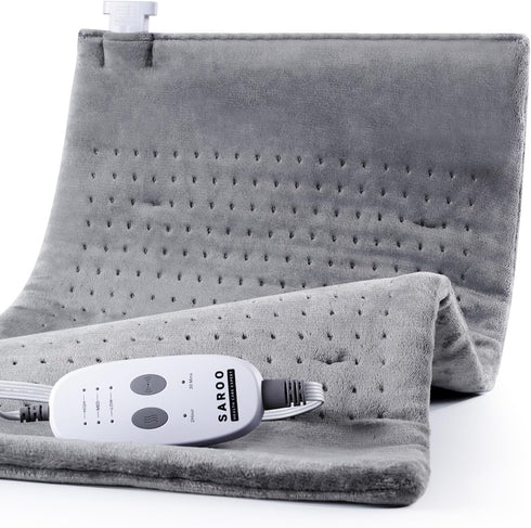 Heating Pad for Back Pain Relief, Portable Massaging Weighted Pad with 3 Heat Settings & 6 Massage Combinations, Light