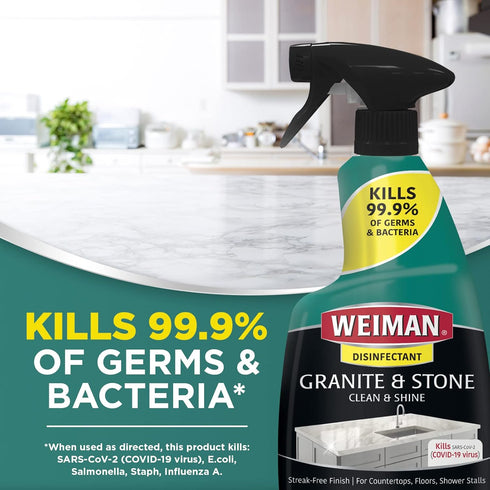 Weiman Disinfectant Granite Cleaner and Polish - Safely Clean and Shine Granite, Marble, and Quartz Countertops