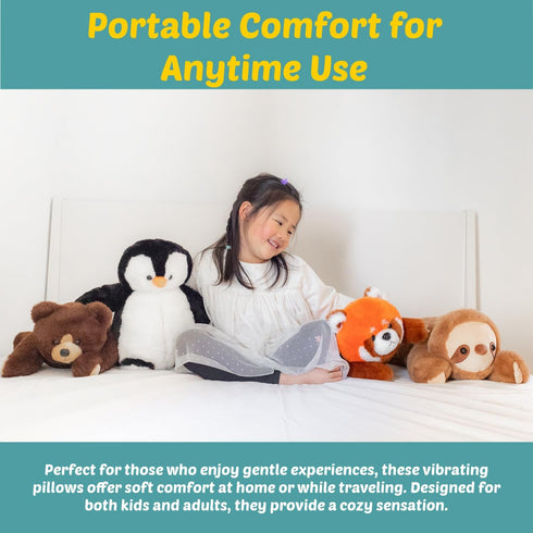 Snugglekid 11x20, Penguin Sensory Weighted Vibrating Pillow, Pressure Activated for Kids Adults, Pillow Animal, Calming