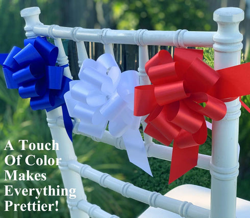 Red Decorative Gift Pull Bows, 5" Wide, Set of 10 for 4th of July, Birthday, Christmas