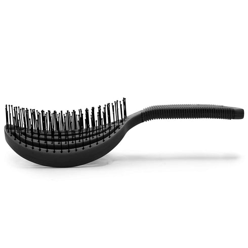 NuWay 4HAIR U.S. Patented Double Curved Detangling Brush, Hair Dryer Safe (Iron Black)