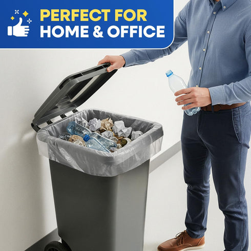 Plexon 56 43" 47" 16 Commercial Pack 150 Gallon Clear Trash Bags x High-Density Garbage Liners, Micron Heavy-Duty Clear