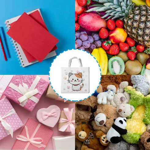 Lyosehy 12PCS Pet Cats Party Favors Non Woven Bags Miaow Cat Goodie Bags Bulk with Handle Party Treat Bags for Pet