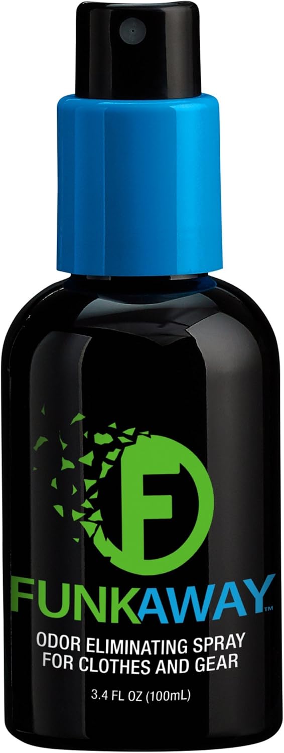 FunkAway Odor Eliminator Spray (3.4 oz.) for Shoes, Clothes & Gear - Non-Aerosol Mini Size for Travel