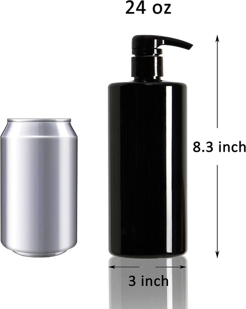 Youngever 4 Pack Empty Shampoo Pump Bottles, 24 Ounce Plastic Cylinder with Lockdown Leak-Proof Pumps
