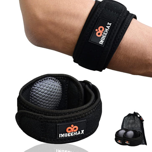 INDEEMAX Tennis Elbow Brace for Men & Women, 2-Pack Adjustable Forearm Band with Compression Pad for Pain Relief