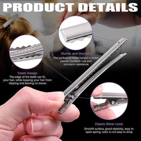 Swpeet 200Pcs 3inch Alligator Hair Clips Kit, Metal Duck Bill Hair Clips for Hair Styling DIY Accessories