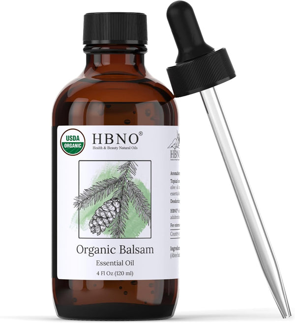 HBNO Organic Fir Balsam Essential Oil - Huge 4 oz (120ml) Value Size - USDA Certified Organic for Aromatherapy