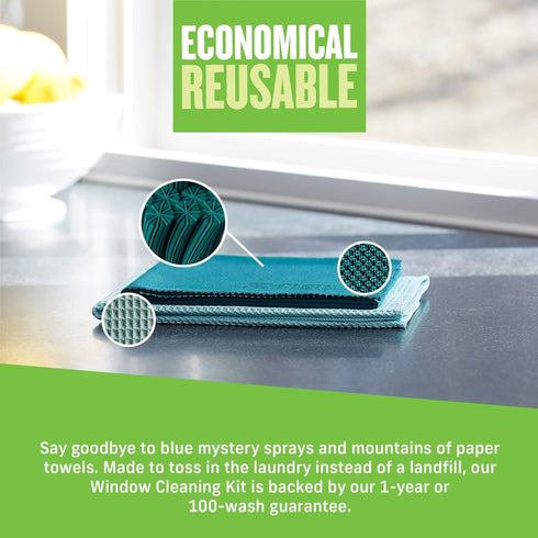 Packaging E-Cloth Window Cleaning Cloth - Eco - Glass Cleaning Cloth, Streak-Free Windows with Just Water, Microfiber