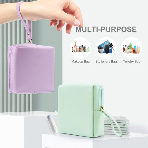 Teircno Sanitary Napkin Period bag for Women, Sanitary Napkin Storage Bag, PU Leather Sanitary Pad Bags Pounch