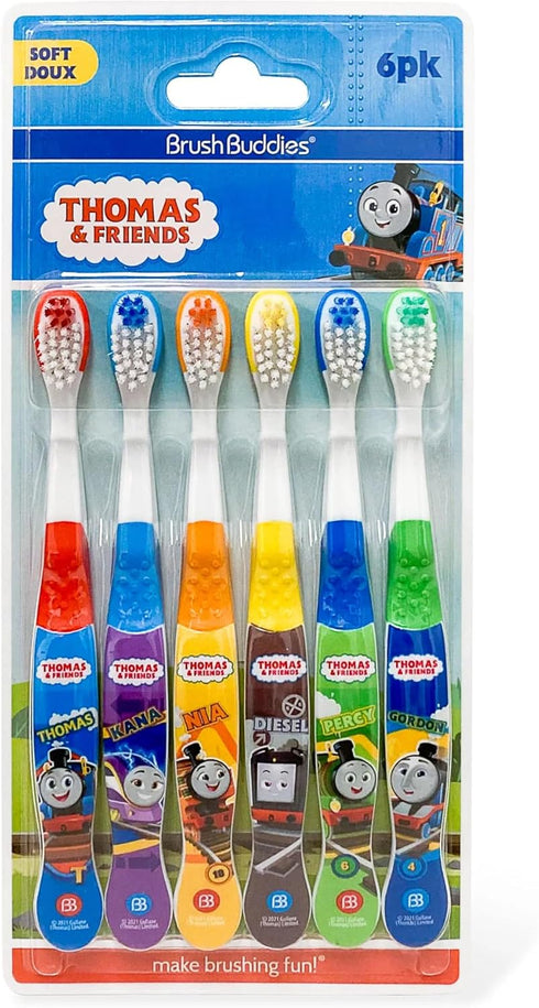 Brush Buddies Thomas & Friends Toothbrush for Kids, Soft Bristles, Toddler Toothbrushes Ages 2-4, 6PK