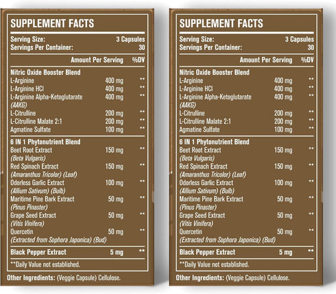 Nitric Oxide Supplement 2255 MG, Booster & 6-in-1 Phytonutrient Blend for Heart & Immune Support - 90 Capsules