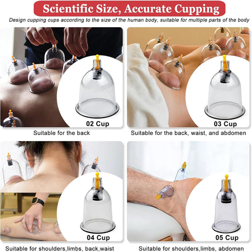 Set, 19 Set DEFUNX Cupping Cups Cupping Kit for Massage Therapy, Cupping Therapy with Pump for Back Massage, Pain