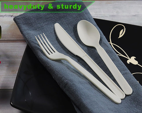 Compostable Knives - 100 Count 7" Heavyweight Disposable Biobased Cutlery