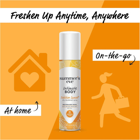 Summer's Sunset 2 Oz, Pack 6 Eve Tahitian Daily Feminine Spray with Talc-Free, Odor-Neutralizing and Moisture-Absorbing