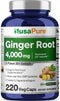 NusaPure Ginger Root Capsules 4000mg - 220 Count, Non-GMO, 20:1 Extract