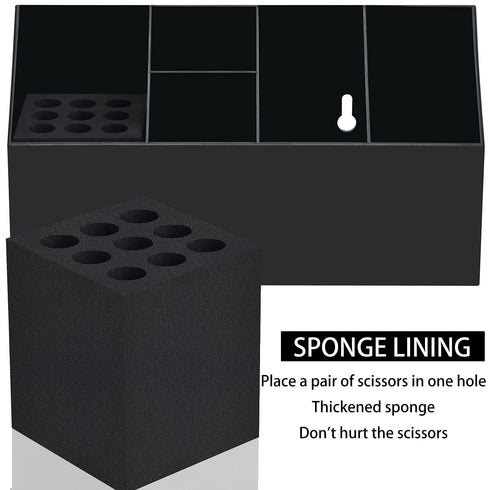 Noverlife Large Storage Box for Hair Scissors, Professional Hairdressing Combs, Clips, and Tool Box - Black