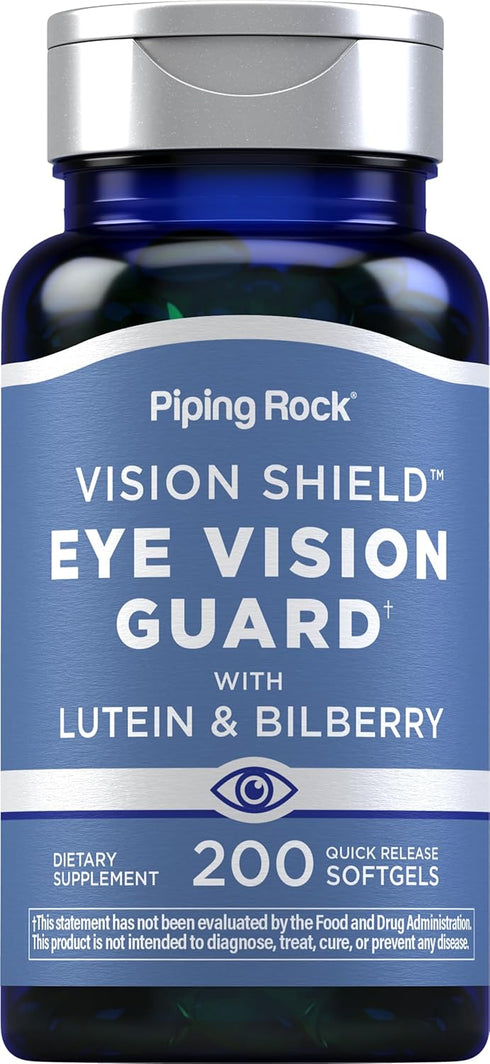 Piping Rock Lutein and Zeaxanthin Supplements, 200 Softgels, Eye Vision Vitamins Complex