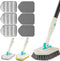 3 in 1 Scrub Cleaning Brush with Long Handle 51'', Shower Bathtub Tub & Tile Scrubber Brush, Includes 1 Stiff Brush